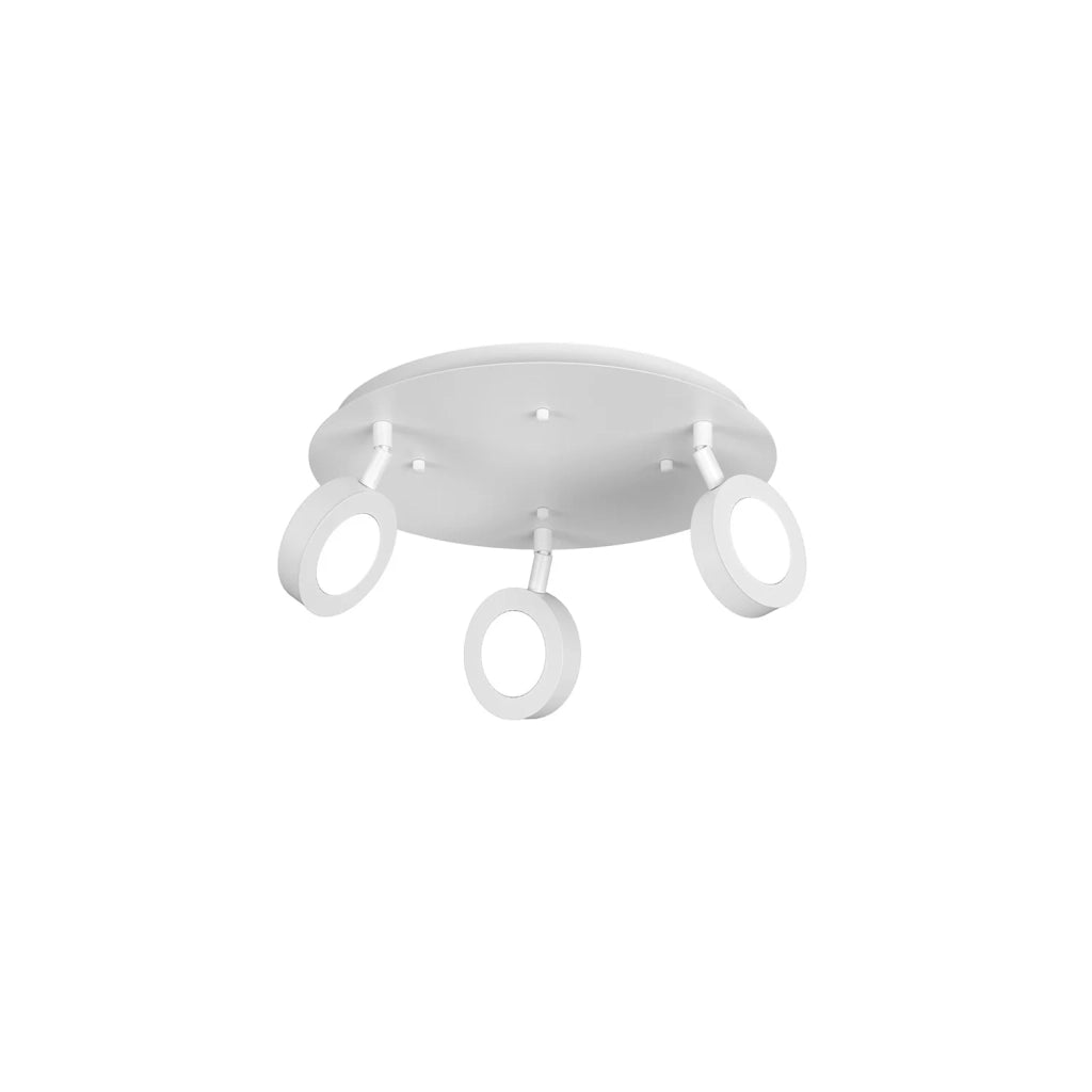 Plafoniera Industrial-Minimal Tonda Ryan Metallo Bianco 3 Luci Gx53