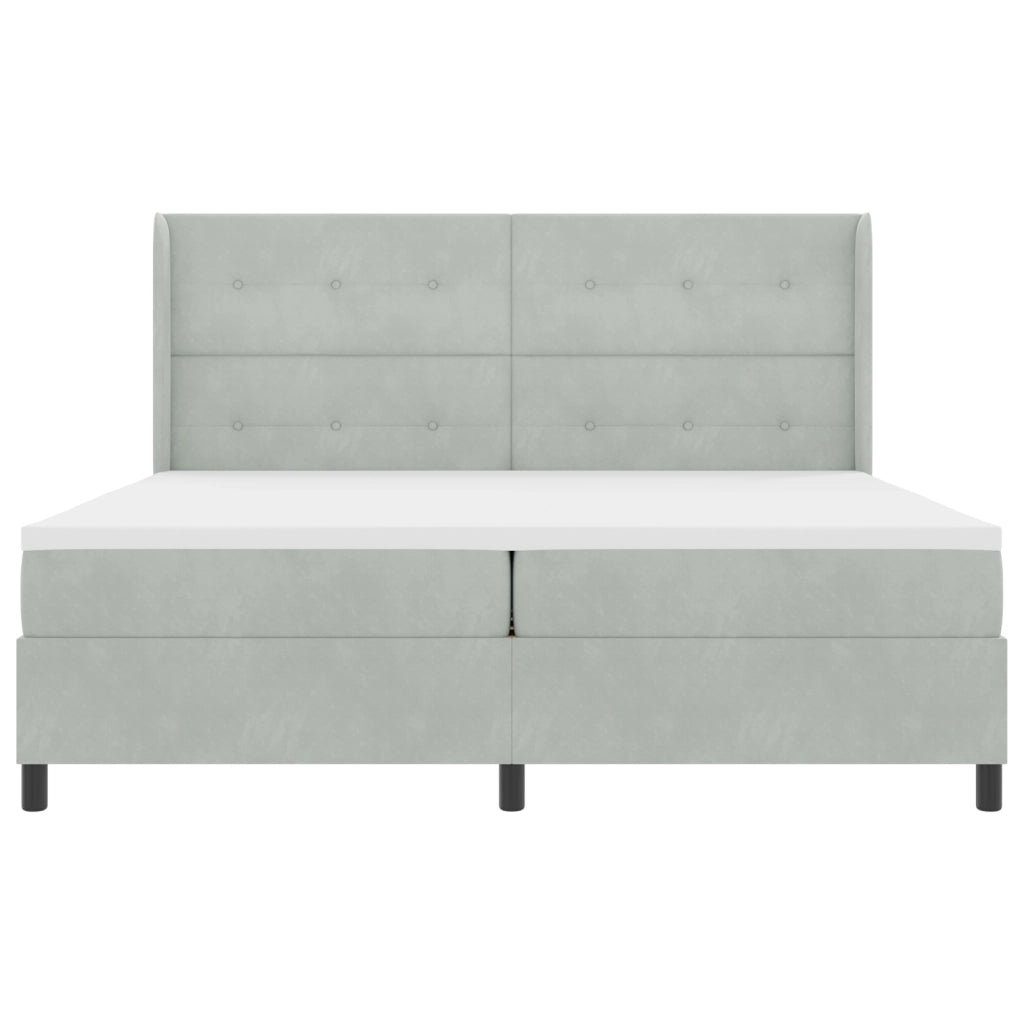 Letto Box Spring con Materasso e Luce LED Grigio Chiaro 200x200 cm Velluto