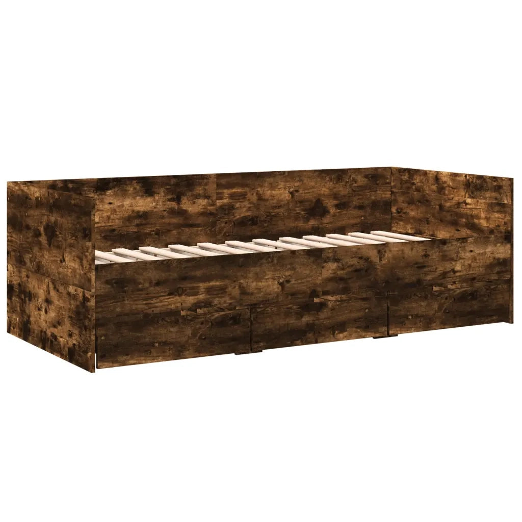 Divano Letto con Cassetti senza Materasso Rovere Fumo 75x190 cm 3280836