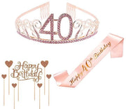 Corona per Bambina con Diamanti e Strass - Capelli con Spazzola - Decorazione per Torta - Composizione di Metallo Leggero e Strass - Corona per Compleanno