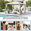 Gazebo da Giardino 360 x 300 cm, Gazebo da Esterno con Zanzariera, Doppio Tetto Ventilato, per Feste, Barbecue, Giardino e Cortile