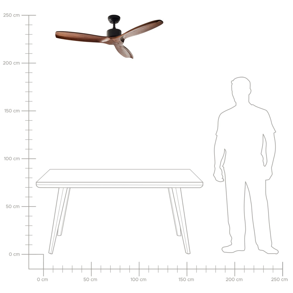 Ventilatore da soffitto in legno massiccio marrone scuro Telecomando 5 opzioni di velocità Soggiorno rustico tradizionale Camera da letto