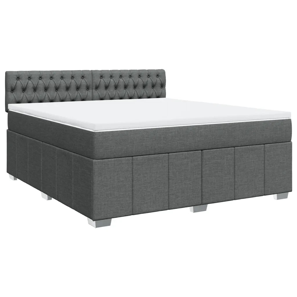 Giroletto a Molle con Materasso Grigio Scuro 180x200 cm Tessuto