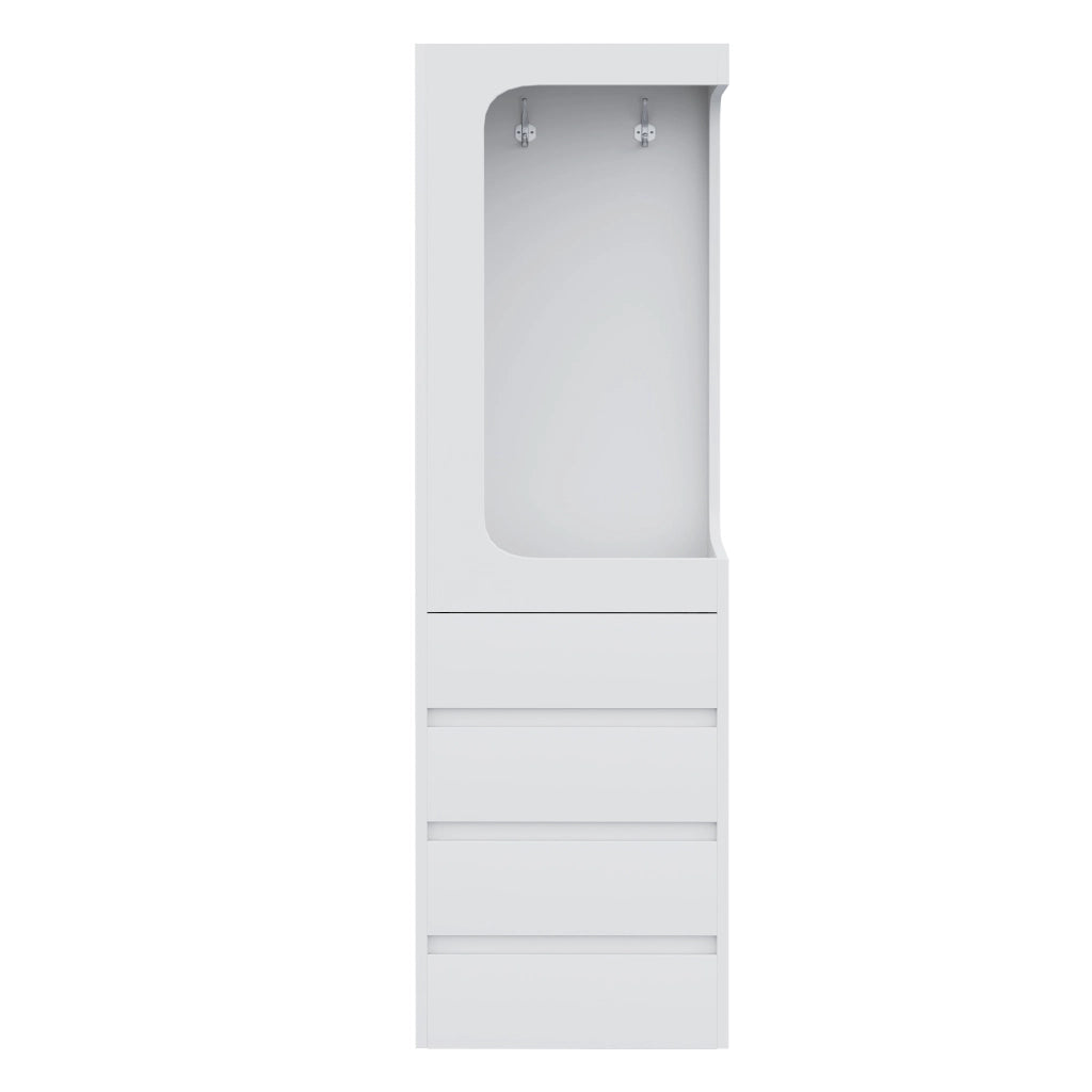 ARMADIO 70 x 40 x 170 cm con cassetti e vano appendiabiti aperto Bianco