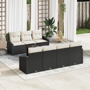 Set Divano Da Giardino 8 Pezzi Con Cuscini Rattan Nero
