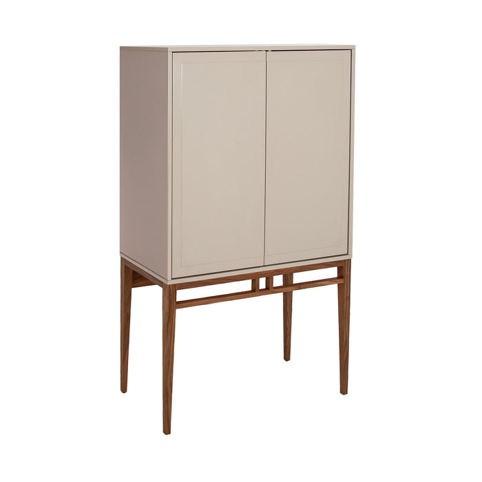 Credenza alta beige e noce