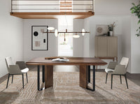 Credenza alta beige e noce