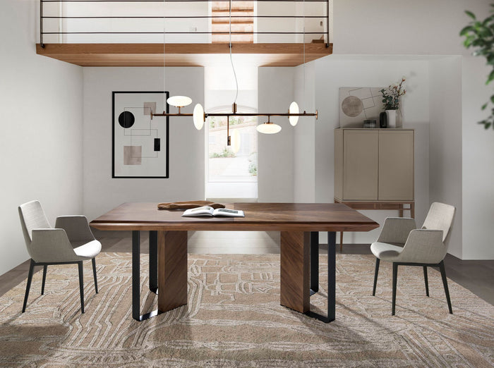 Credenza alta beige e noce