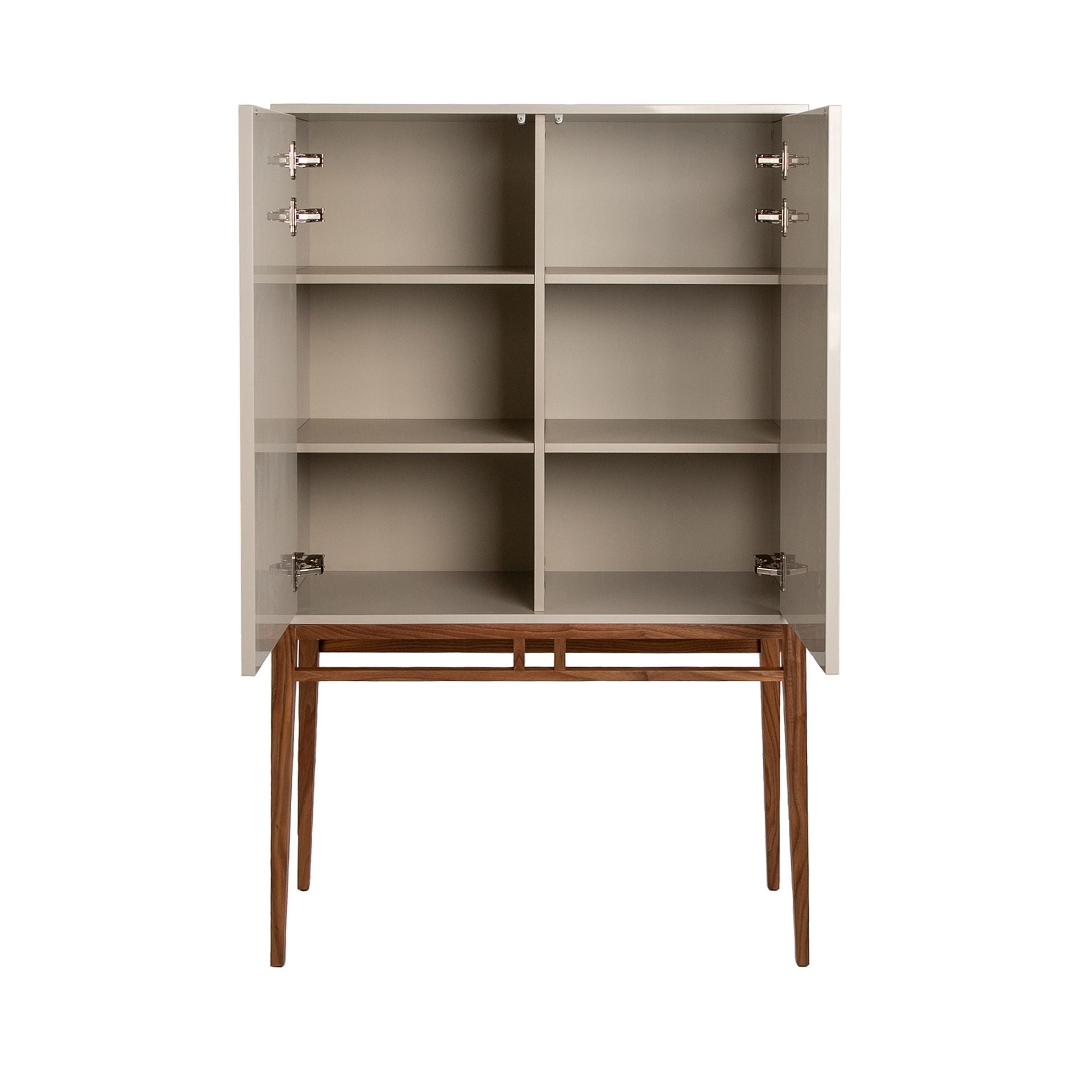 Credenza alta beige e noce