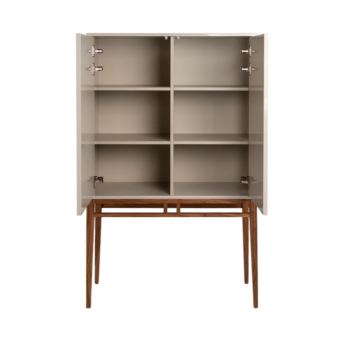 Credenza alta beige e noce