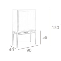 Credenza alta beige e noce