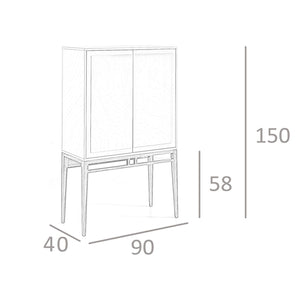 Credenza alta beige e noce