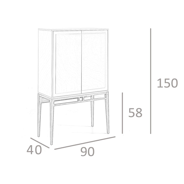 Credenza alta beige e noce