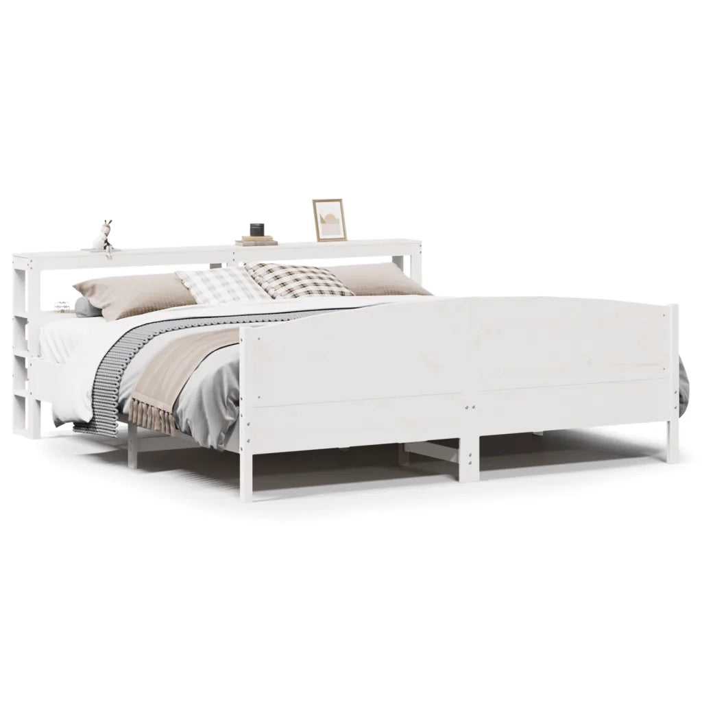 Letto matrimoniale | Letto per adulti | Giroletto senza Materasso Bianco 200x200 cm Legno Massello Pino