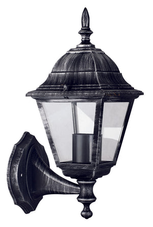 LANTERNA LAMPADA APPLIQUE CON BRACCIO SERIE ARKADIA ALLUMINIO NERO 4 FACCE