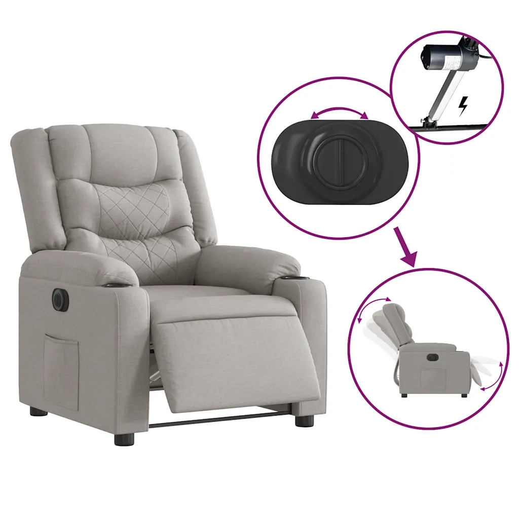 Poltrona Elettrica Reclinabile Grigio Nuvola in Tessuto 3310253