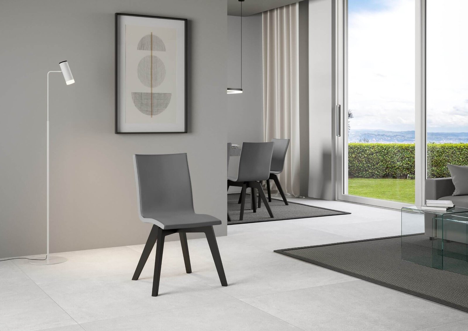 Sedia per tavolo da pranzo moderna - TRUDY Colore: Grigio, Telaio: Antracite