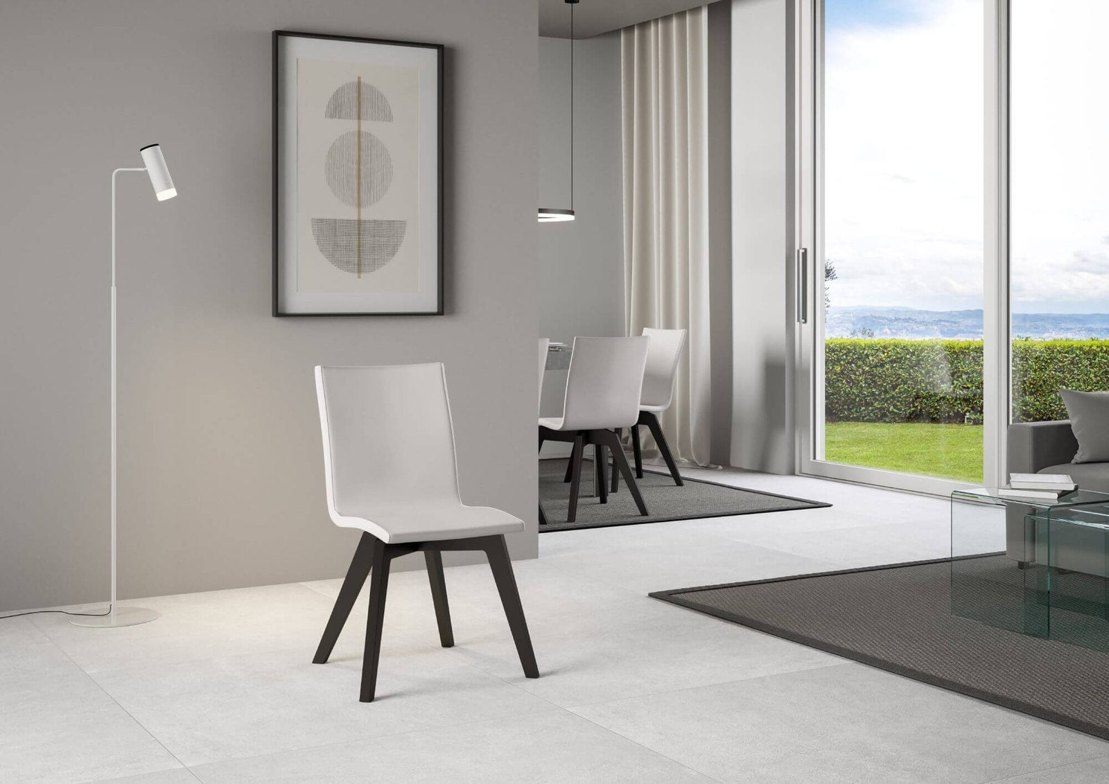 Sedia per tavolo da pranzo moderna - TRUDY Colore: Bianco, Telaio: Antracite