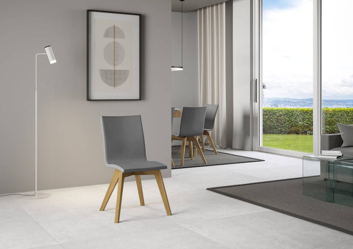 Sedia per tavolo da pranzo moderna - TRUDY Telaio: Quercia Natura, Colore: Grigio