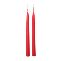 COPPIA DI CANDELE A STELO ROSSE LUCIDE IN CERA  DIAM 2.2X25H CM DI MERCURY