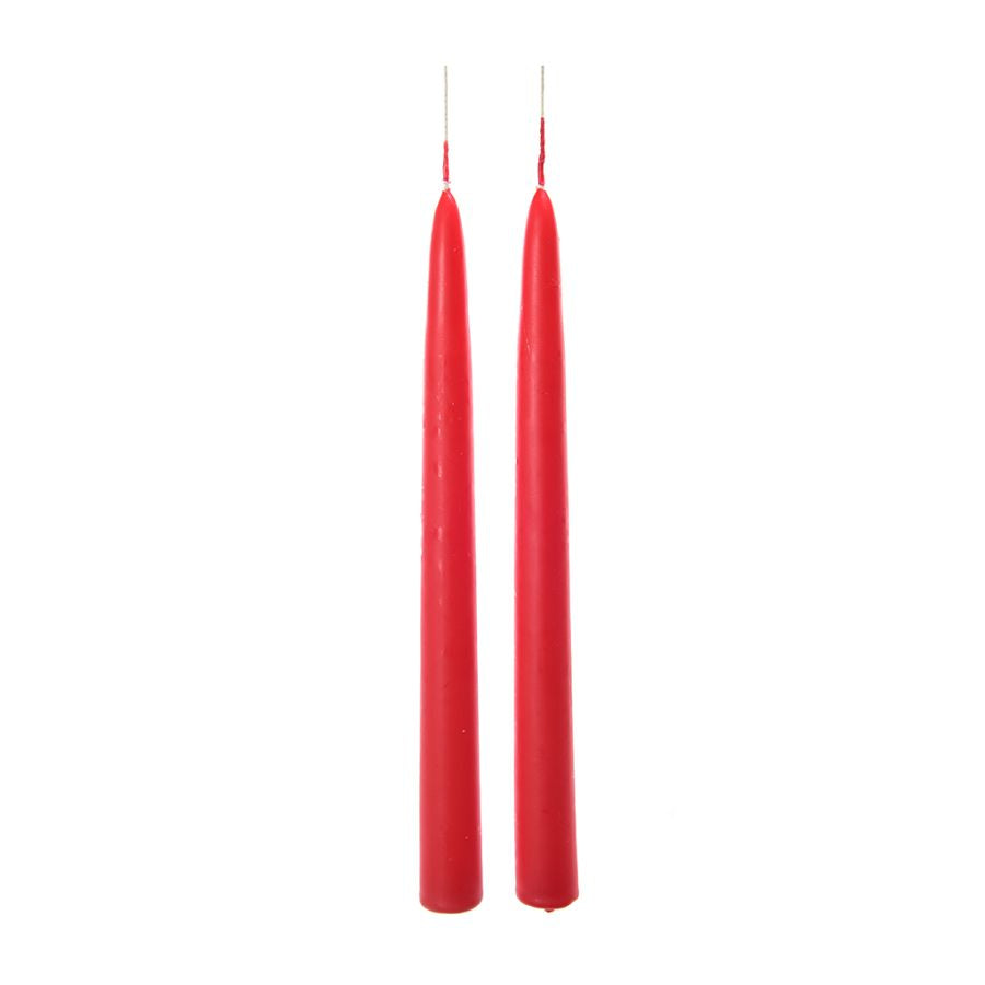 COPPIA DI CANDELE A STELO ROSSE LUCIDE IN CERA  DIAM 2.2X25H CM DI MERCURY