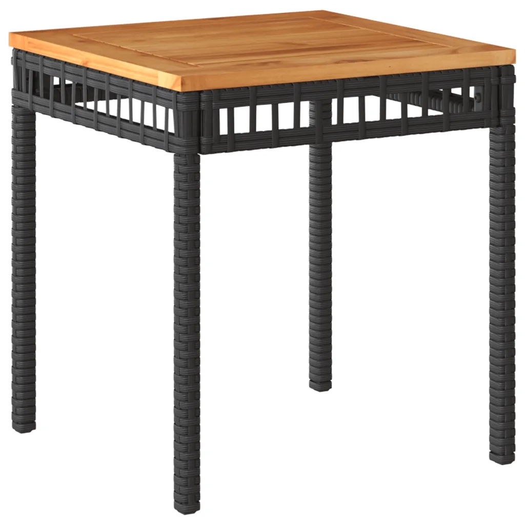 Set da Bistrot 3 pz | Set Salotto da Giardino Nero in Polyrattan e Legno Massello Acacia