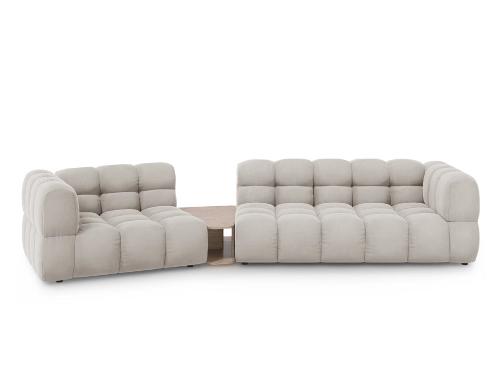 Cosmopolitan Design - Divano modulare sinistro "Sky" 3 posti in velluto beige chiaro 