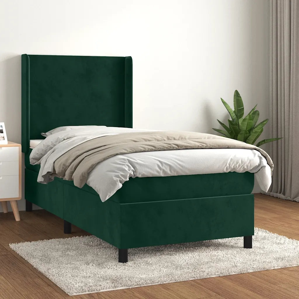Giroletto a Molle con Materasso Verde Scuro 100x200 cm Velluto 3132546