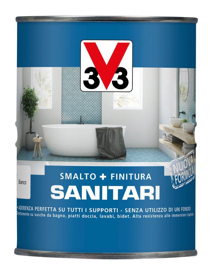 V33 Smalto e Finitura Sanitari Pittura Bagno Vasche Lavandini WC 2 x 0.5 Lt