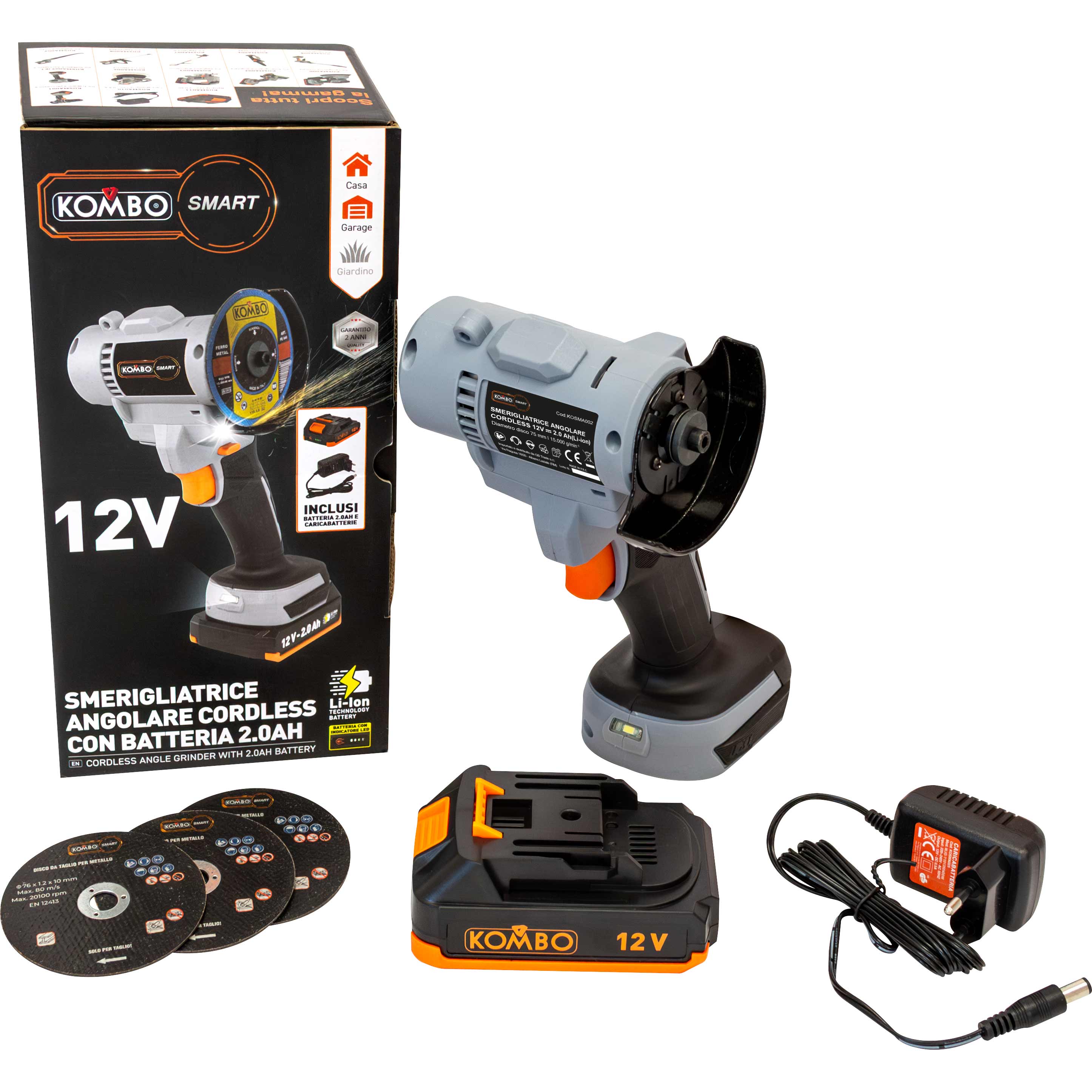 KIT SMERIGLATRICE ANGOLARE KOMBO SMART 12V 2.0AH