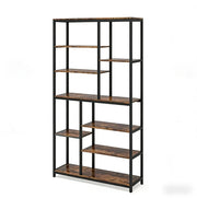 Libreria alta 100x30x200 cm in metallo e pannello rustico， nera， stile industriale