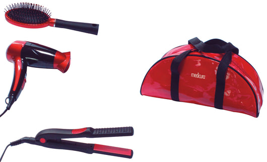 BEAUTY SET PER CAPELLI CON PIASTRA IN CERAMICA + ASCIUGACAPELLI + SPAZZOLA -ARM350