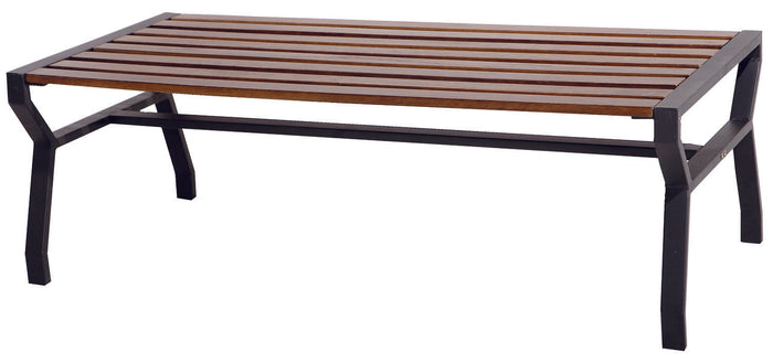 TAVOLO VALY IN ACCIAIO CON DOGHE IN LEGNO 122X60XH42 cm