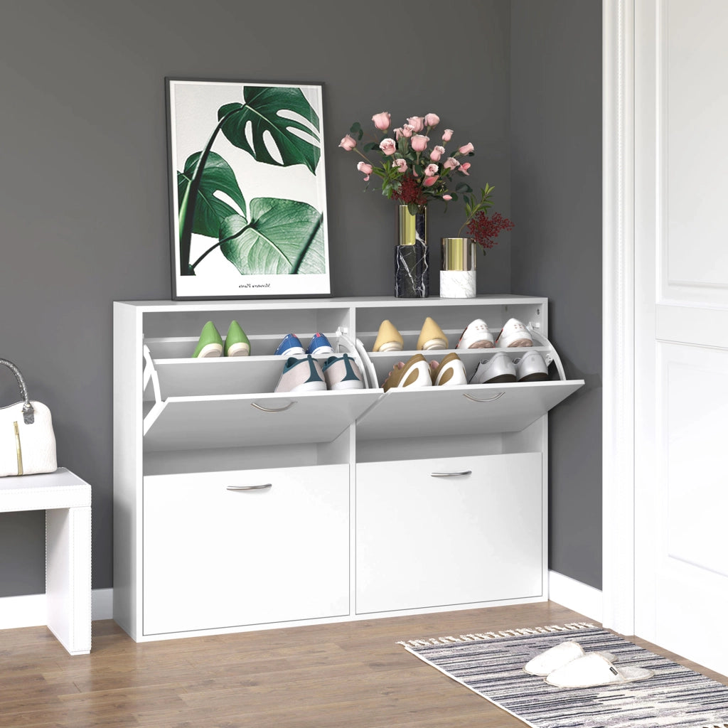 Scarpiera con 4 cassetti ¨C Zephmum ¨C Bianco 120x24x81 cm