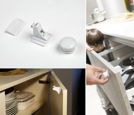 Blocco per Cassetti Ante con Chiusura Magnetica Invisibile Sicurezza Bambini Formato: 1 Pomello