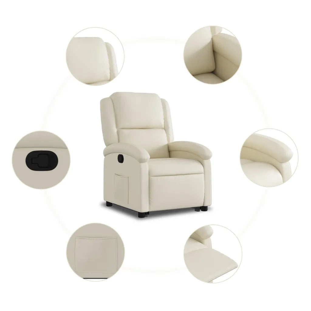 Poltrona Alzapersona Reclinabile Crema in Similpelle 3204227