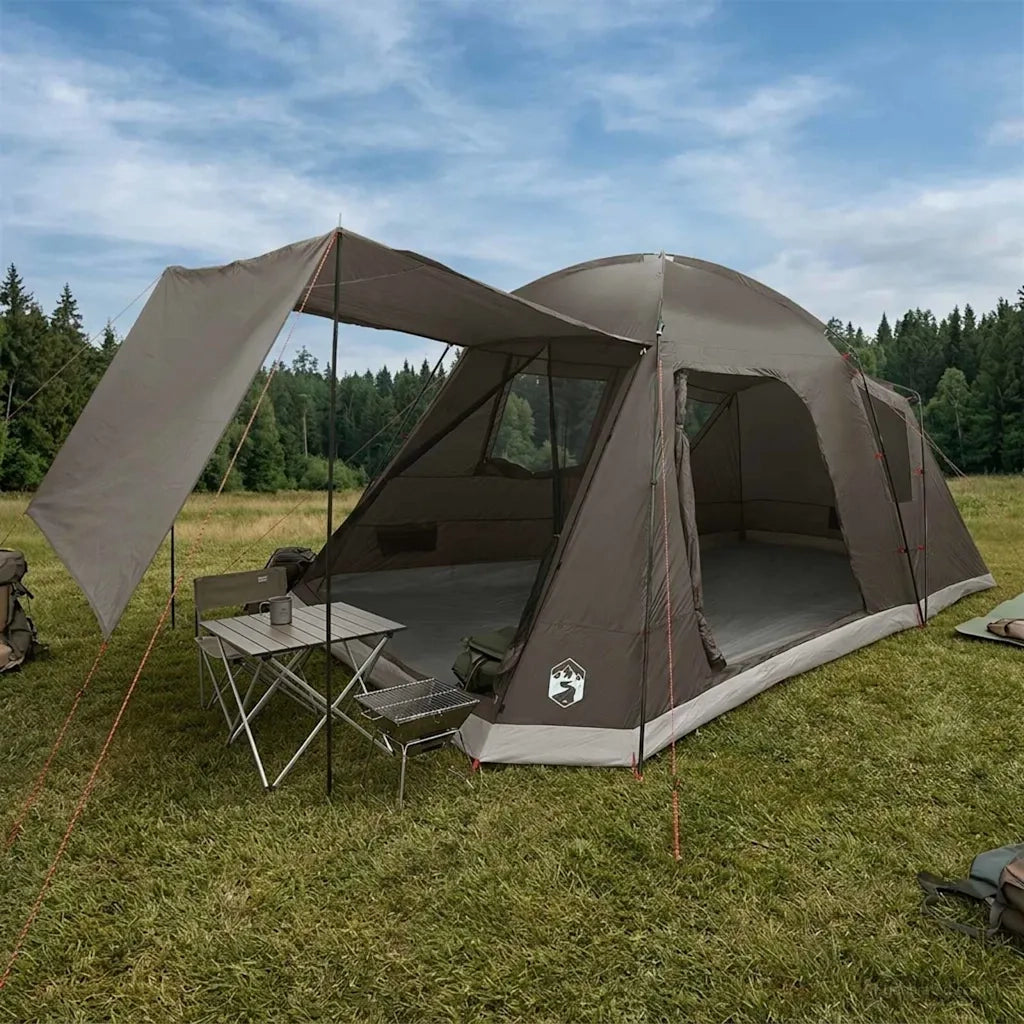 Tenda Capanna Marrone grigio 8 persone Poliestere e Acciaio 42029010