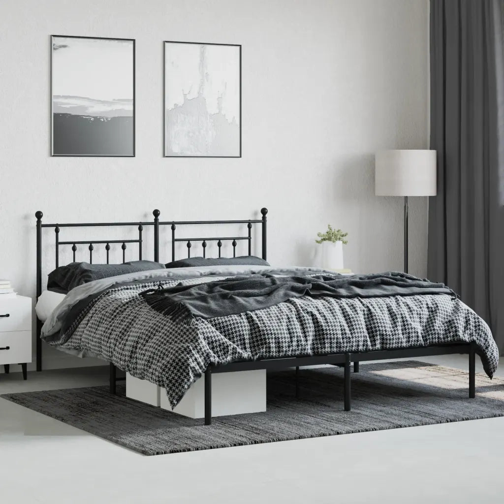 Giroletto con Testiera in Metallo Nero 160x200 cm 353540