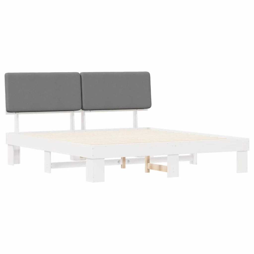 Letto con Testiera Rivestita Grigio chiaro 180 x 200 cm