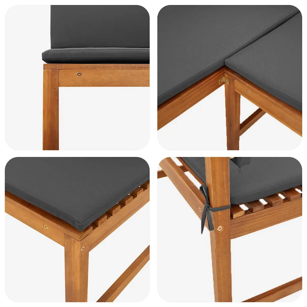 Set Panchina da Giardino 3 pcs Marrone Legno di Acacia Massello 3329106