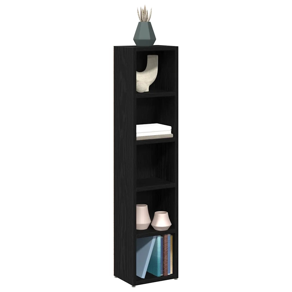 Scaffali Porta CD 2 pz Rovere Nero 21x16x93,5 cm in Truciolato