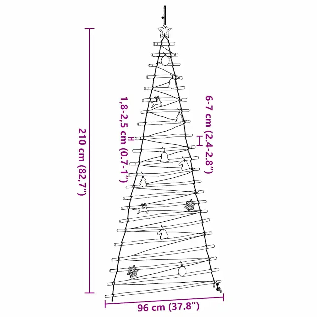Albero di Natale Naturale 210 cm legno massiccio di frassino