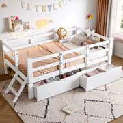 LETTO con sponde e 2 cassetti 90x200 cm Bianco in MDF