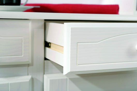 MOBILE SOGGIORNO CREDENZA VALENCIA 88x43/32x198H PINO MASSELLO VERNICIATO AD ACQUA BIANCO