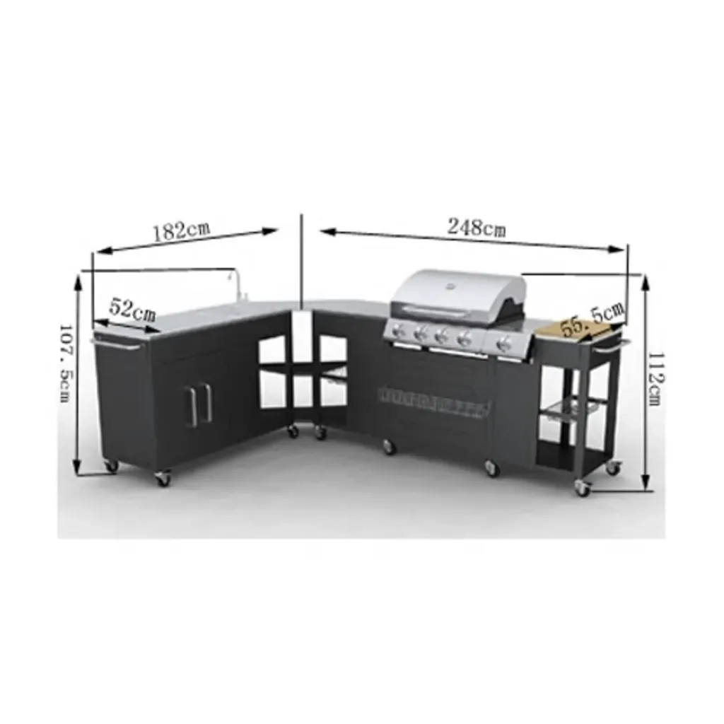 Barbecue a gas Montana, cucina portabile 4 bruciatori +1 40428