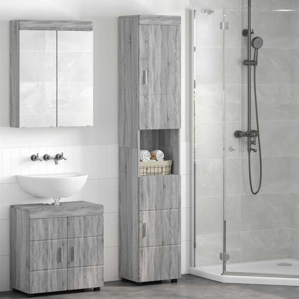 Set di Armadi da Bagno TULUM Grigio Sonoma 37 x 31,5 x 203 cm