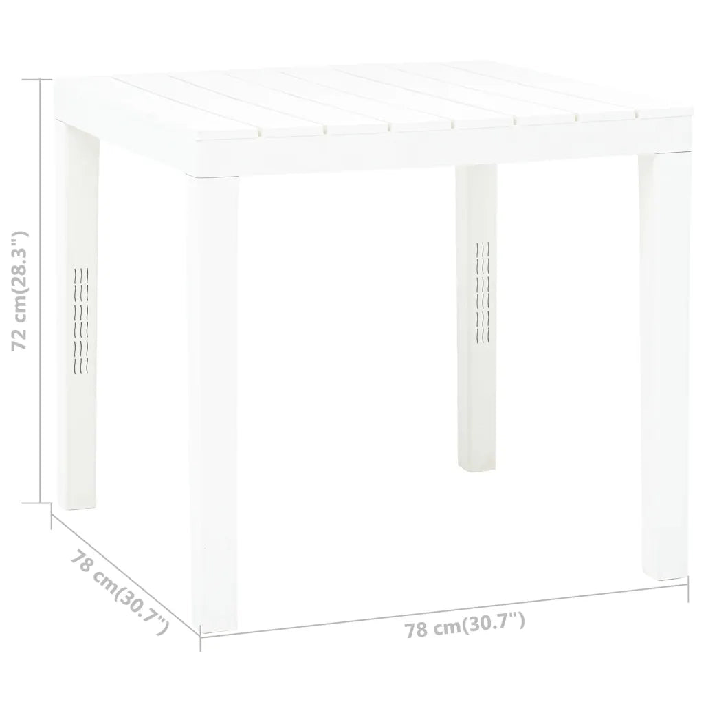 Tavolo da Giardino Bianco 78x78x72 cm in Plastica 48783