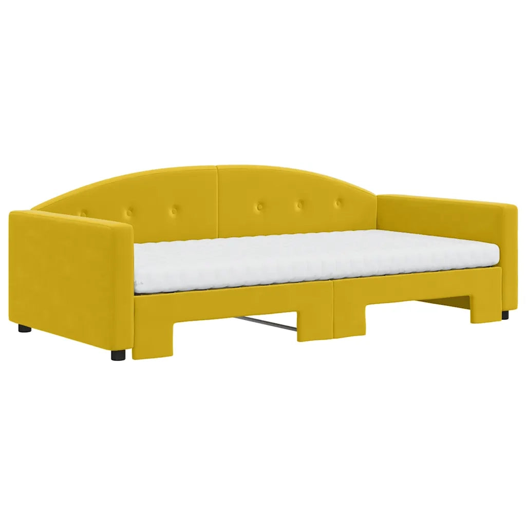 Divano Letto Estraibile con Materassi Giallo 100x200 cm Velluto 3197337