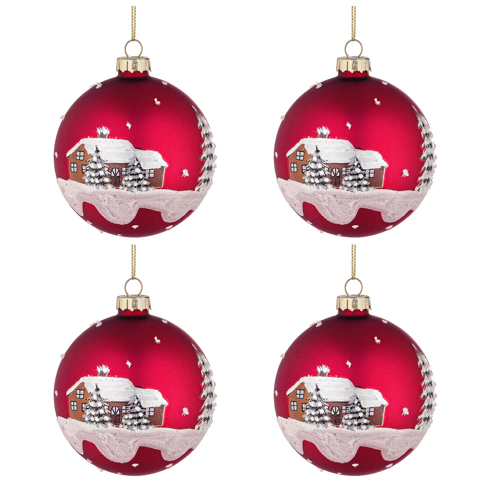 Palle di Natale in Vetro Rossa Decorazione Casa con Neve Palline Addobbi Albero Diametro: 100 mm