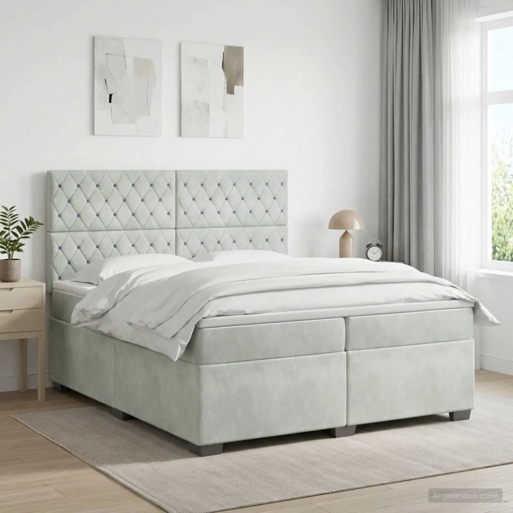 Letto box spring con materasso Grigio Chiaro 200 x 200 cm 3453704